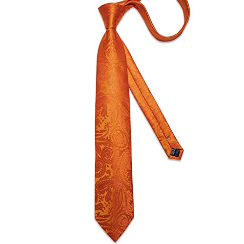 Image of DiBanGu Paisley Ties for Men Silk Necktie and Pocket Square Cufflinks Tie Clip Set Woven Classic Mens Tie for Wedding Party