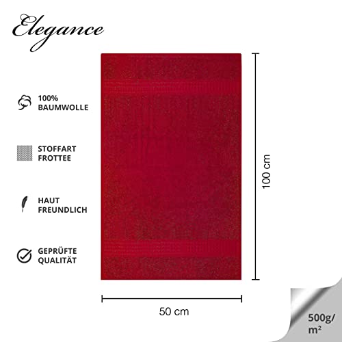 Foto von 4er Pack Frottee Handtücher Set Handtuch 50x100 cm 500 g/m² mit Bordüre Rot