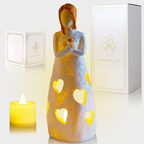 Mom Gifts Women Memorial Gifts - Angel Figurines Grandma Birthday Gift Tealight Candle Holder, Sympathy Gifts for Loss of Loved One,Candle, Bereavement, Grief, Funeral, Remembrance, Memory Home Gift
