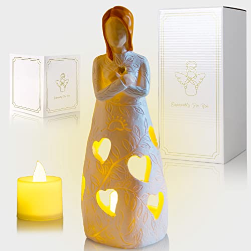 Mom Gifts Women Memorial Gifts - Angel Figurines Grandma Birthday Gift Tealight Candle Holder, Sympathy Gifts For Loss Of Loved One,Candle, Bereavement, Grief, Funeral, Remembrance, Memory Home Gift #TOP2