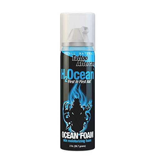 H2Ocean Ocean Foam Tattoo Protecting Cream Aftercare Skin Care Ink Sealer & Skin Moisturizer, All Natural, Organic, Unscented 2 oz