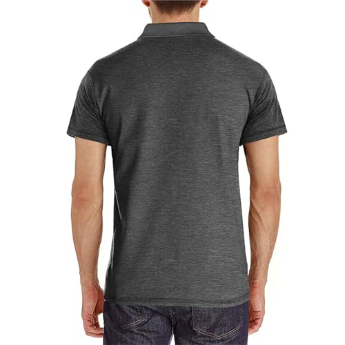 Image of Men's Short Sleeve Polo Shirts Buttons Collared T Shirts with Pocket