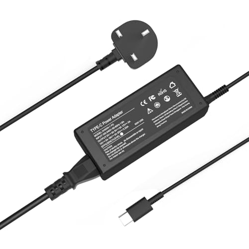 Byprlvps 65W USB C Laptop Charger Compatible with Lenovo Thinkpad x1 Carbon T14 T15 T16 T480 T490 Yoga 720 910 920 Chromebook C330 S330 100e 500e 300e Type-C AC Adapter Power Supply UK Cord