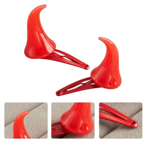 Ruarby Pince à cheveux en corne de diable pour Halloween, cosplay, accessoire de coiffure, accessoire de fête, accessoires de déguisement, barrettes en corne de diable – vue 3