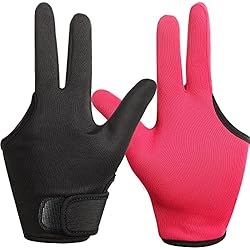 2 Pares Guantes Resistentes al Calor para Peinado Guante Reutilizable para Rizador Profesional Guante de Peluquero 3 Dedos para Tinte Pelo (Negro, Rojo Rosa)