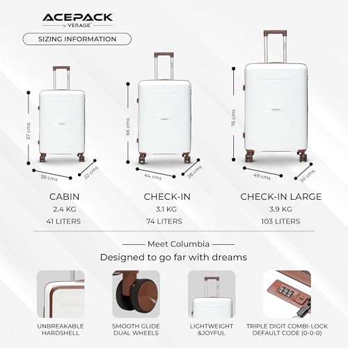 Image of VLITE Columbia Set of 3 (S+M+L) Lightweight Polypropylene Suitcase | Anti-Theft Double Zipper | Built-in Number Lock | Spacious & Durable Luggage | 3-Year Warranty