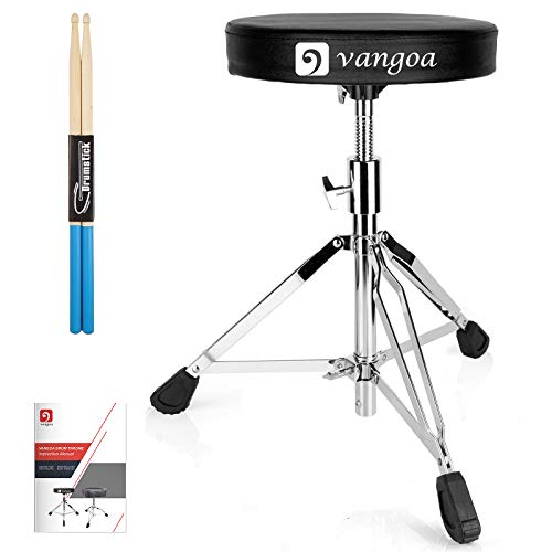 Vangoa Adjustable Folding Drum Throne with Padded Seat - Double Braced for Stability and Comfort When Drumming