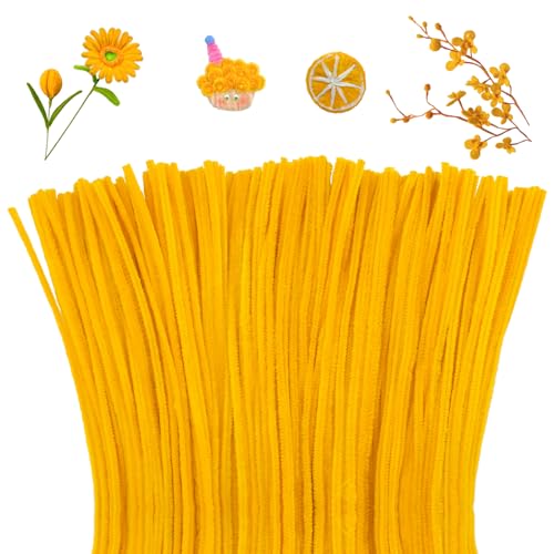 Mnuizu 200pcs Pipe Cleaners Pipe Cleaners Chenille Stems for Craft Fuzzy Sticks Christmas Craft Supplies for DIY Art & Creative Crafts DecorationsGolden