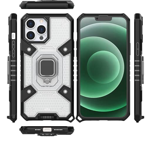 Image of zivite Tough Armor Bumper Back Case Cover for iPhone 13 Pro | Ring Holder & Kickstand in-Built | 360 Degree Protection Back Case Cover for iPhone 13 Pro (Transparent)