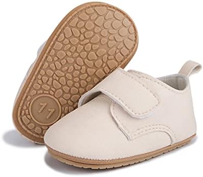 HsdsBebe Baby Boys Girls Oxford Shoes PU Leather Soft Rubber Sole Sneakers  Anti-Slip Toddler Ankle Boots Infant Walking Shoes Moccasins(1711 Beige,2)