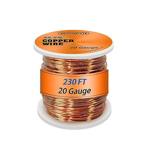 UCINNOVATE 20 Gauge Kupferdraht, 20AWG 230FT weichen reinen Kupferdraht für die Schmuckherstellung, 0,8mm Durchmesser Craftwire Kupfer Schmuckdraht, 99,9% Bare Kupferdraht für Elektrokultur Gartenbau