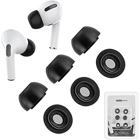 Larger Size Only | Memory Foam Replacement Premium Ear Tips for Apple Airpods Pro Wireless Earbuds, Ultra-Comfort, Noise Reduction, Anti-Slip Eartips, Fit in The Charging Case Cover