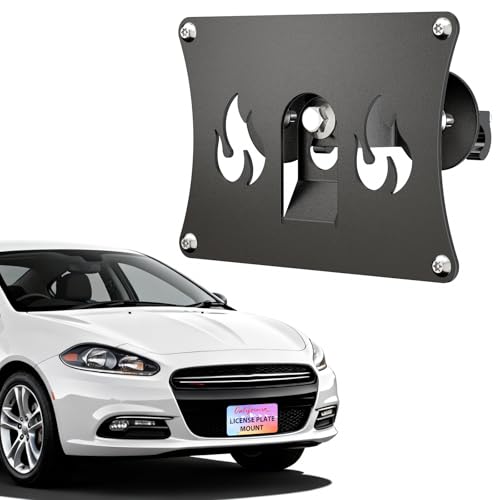 Front License Plate Frame Compatible with Dodge Challenger-Charger-Dakota-Dart-Durango-Grand Caravan-Avenger-Caliber-Caravan, No-Drill Grille Mount License Plate Holder, Anti-Theft Car Accessories