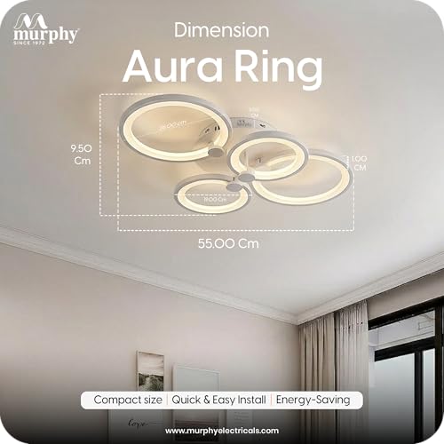 Image of Murphy 40W Modern LED Ceiling Light | 3 Color Change (Warm /Natural /Cool) | Round Ring Flush Mount Ceiling Lamp for Living Room, Bedroom & Hall | Pack of 1