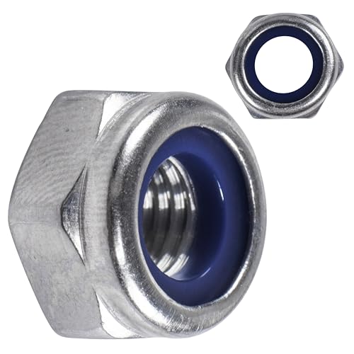 Topnorm24 - Sicherungsmuttern DIN 985 Edelstahl M10-25 Stück A2 - V2A rostfrei - Stopmuttern - Selbstsichernde Muttern - Klemmmuttern Schraubmutter (25, M10)