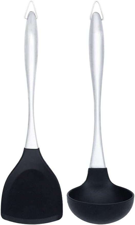 Kitchen Utensils Set Nonstick Pan Utensil Set -Silicone and Stainless Steel Long-Handled Shovel Cookware Set Lightweight and Durable Cooking Spatula