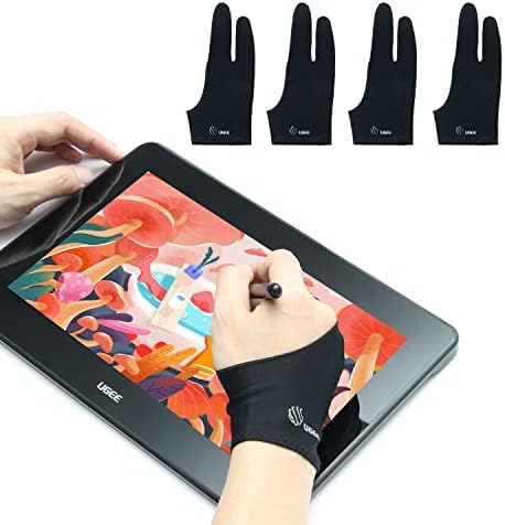 UGEE Digital Drawing Glove 4 Pack,Artist Glove for Drawing Tablet Digital Art Glove with Two Finger for Right Hand or Left Hand Universal Sizes