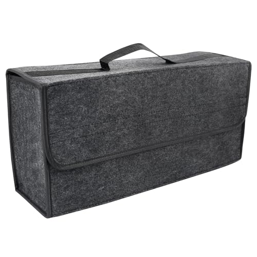 GGTTNRT Lot de 1 Sac de Coffre Voiture, Rangement Coffre de Voiture en Feutre, Organiseur de Coffre de Voiture, Sac de Rangement Pliable Gris pour Outils et...