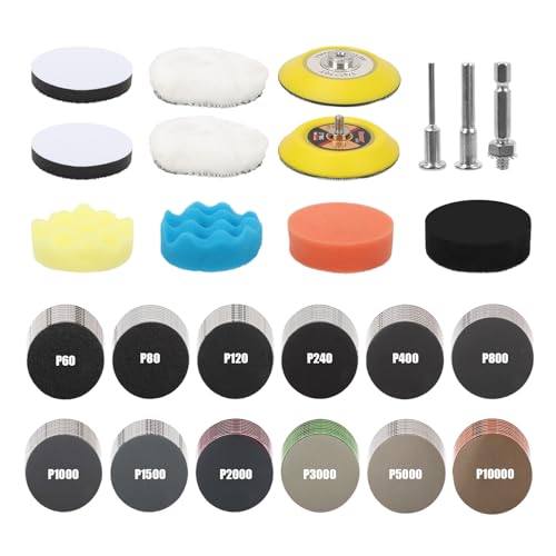 Miosugo 133 piezas de pulido atornillador inalámbrico, almohadilla pulidora de 75 mm/3 pulgadas, juego de pulido de faros, juego de pulido de coche, accesorio de afilado para destornillador