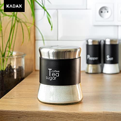 KADAX Storage Jar 750 ml, Large Glass Container with Metal Lid, Transparent Kitchen Canister for Storing Coffee Beans, Tea Leaves, Sugar (Black)
