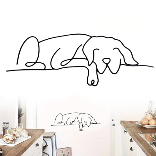 duozoanz Decoration Murale Metal Noir Chien, Deco Murale Moderne Minimaliste, Tableau Decoration Murale Élégant, Décoration Murale Salon et Chambre, Deco Murale Metal...
