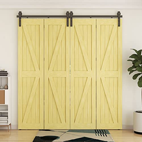 TOIMIOTOIM 96" Bi-Folding Sliding Barn Door Hardware Kit,8FT Heavy Duty Track Roller Kit for Max 23" x 4 Doors,Smoothly and Quietly,Easy to Install,No Door Panel,Black by TOIMIOTOIM - Image 7