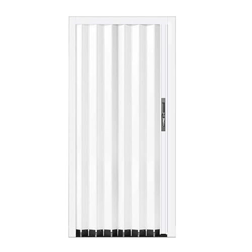 Porte accordéon moderne, portes de placard pliantes et coulissantes avec serrure, portes intérieures pour garde-manger, chambre, personnalisable,White-24x80in(61x203cm)