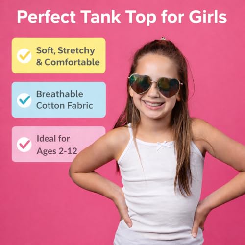 Image of Valair Candyland Girls' 2 or 6-Pack 100% Cotton Spaghetti Straps Tank Top Undershirt Cami Set