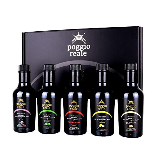 Poggio Reale Cofanetto Olio Extravergine Oliva Aromatizzato 5 Bottiglie Ml 0,25