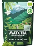 NaturaleBio Tè Verde Matcha Biologico in Polvere 200g. Grado Premium. The Matcha Prodotto in Giappone. Ideale da Bere, per i Dolci, Frullati, Tè freddo, nel Latte e come ingrediente