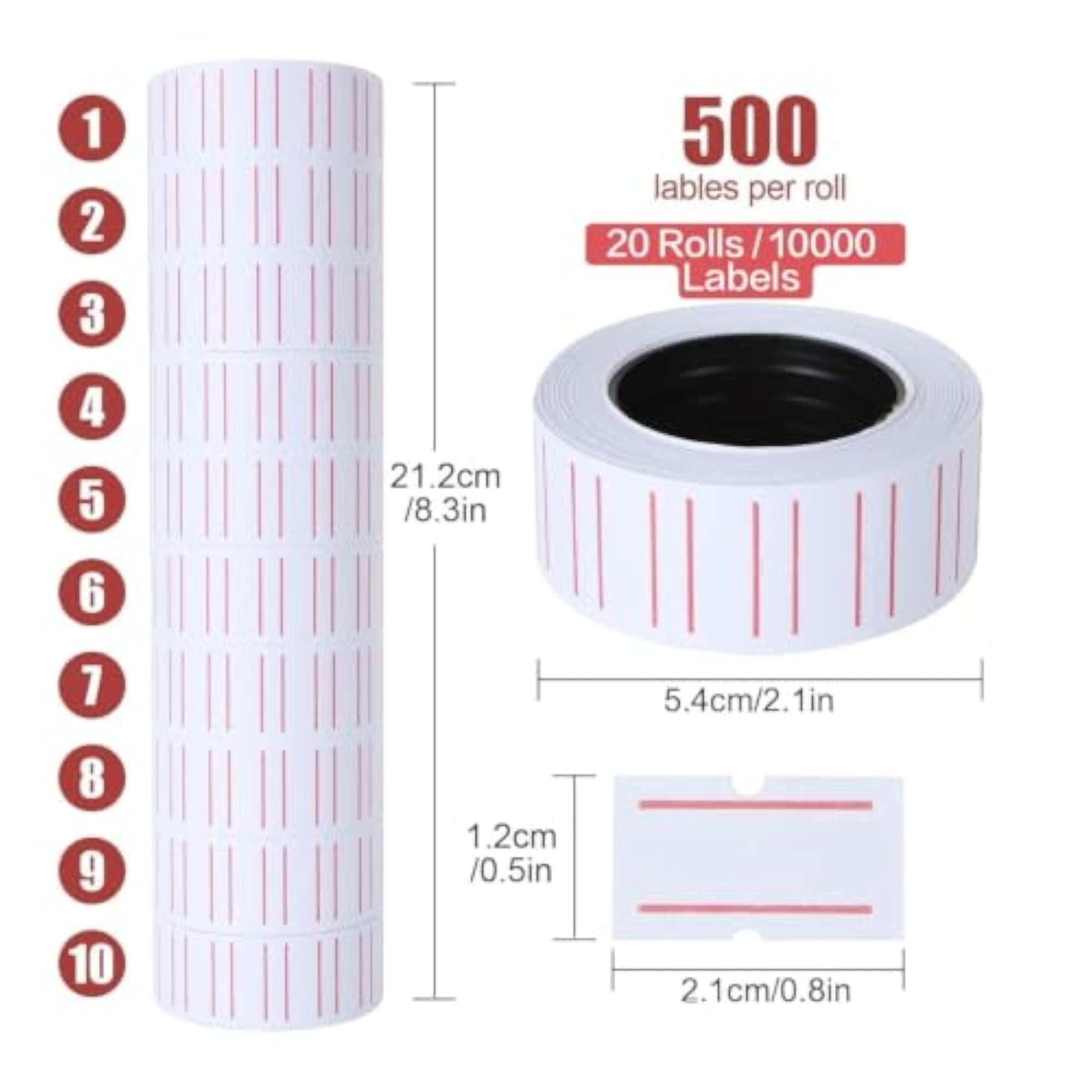Pack of 20 Rolls Gun Label Paper for MX-5500