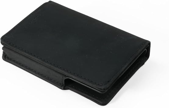 Double Oak Essentials Leather Sleeve Premium Top-Grain Leather for Lasting Durability Universal Fit for Cardholders Magnetic Closure, Multi-Pocket Design & Classic Style Bi-Fold, Black