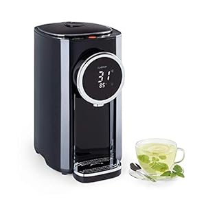 Klarstein Hot Spring Plus Heißwasserspender, Wassertank: 5 Liter, großes LCD-Display, Temperaturen: 45-95 °C, Edelstahl-Wassertank, Trockengeh- & Überhitzungsschutz, Kindersicherung, schwarz