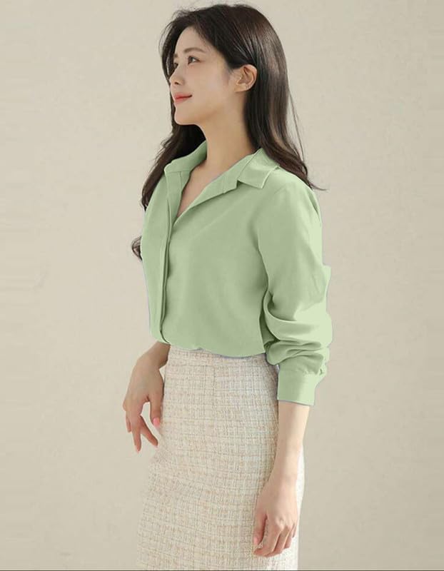 Image of Women's Regular Fit Korean Style Shirts | Stylish Western Shirt with Concealed Placket | Casual & Office Wear Shirt for Women
