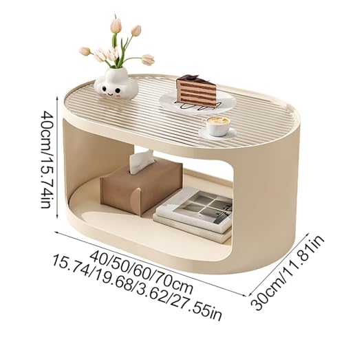 Tables basses en verre blanc ovale pour optimiser les petits salons sans perdre de place