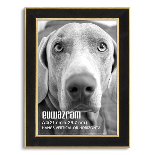 euwazram A4 Picture Frame for Documents and Art, Suede Black, 1 Pack