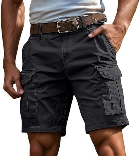 Cargo Shorts for Men 2026 Stretch Cotton Elastic Waist Work Short Summer Outdoor Relaxed Fit Golf Hiking Shorts with Pockets