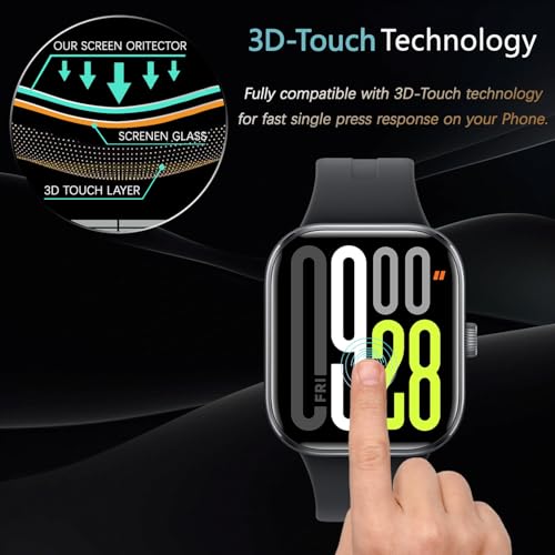 4 stuks displaybeschermfolie voor Xiaomi Redmi Watch 5,3D gebogen afdekking, volledige afdekking met schaal, eenvoudig in gebruik, gevoelige aanraking, krasbestendig, zonder luchtbellen - Afbeelding 6