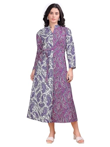 Image of PURVAJA Women's Mandarin Collar Cotton Blend Dress