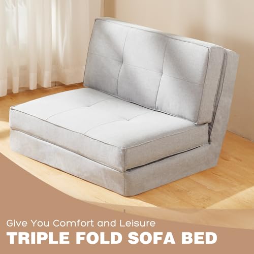 Hupmad Folding Upholstered Floor Sofa,Adjustable Convertible Flip Chair Chaise Lounger with 5-Position Adjustable Backrest,3 in1 Folding Bed Couch Sofa for Living Room,Bedroom, Guest Room