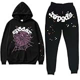gefomuofe tuta da jogging da uomo in cotone, oversize, con zip, con cappuccio, y2k, da uomo, con lettere, con stampa larga, con cappuccio e pantaloni, tuta sportiva da uomo, unisex, comoda autunno e