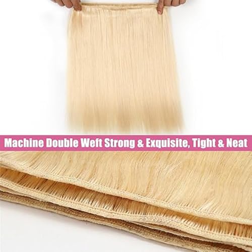Extensiones de cabello humano recto de 32 pulgadas rubio claro 4