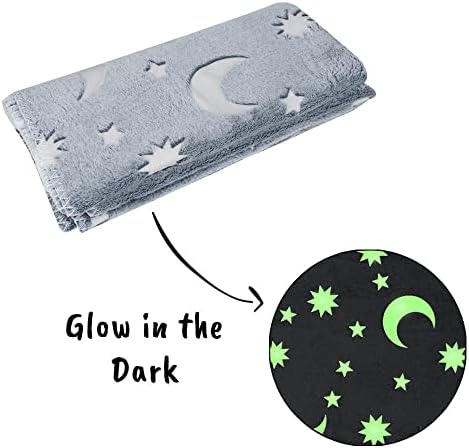 allpetsolutions Grey Glow in the Dark Fleece Dog Blanket | Luminous Dog Throw | Warm Puppy Blanket | Cosy Cat Throw | Washable Pet Blanket | Soft Blanket for Pets | Fluffy Pet Bedding | 100 x 70cm