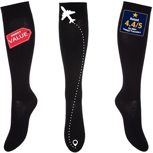Kensington Flight Socks for Women & Mens Socks – Black Cotton Travel Sock for Long Haul Flights – Anti-DVT Stockings for Flying & Work Comfort