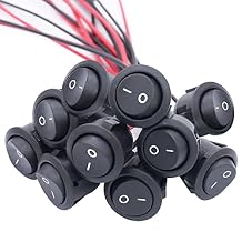 TWTADE 10Pcs Round Rocker Switch ON Off Switch 12V Toggle Switches 2Pin SPST with Pre-Wired 6A/250V 10A/125V AC for Boat, Car etc.KCD1-X-Y
