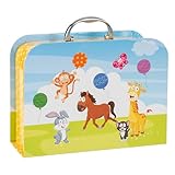 Idena 31915 - Kinderkoffer mit Tier-Motiv, Spielkoffer mit Metallgriff, ca. 26,5 x 19,5 x 8,7 cm, Pappkoffer mit Metallverschluss