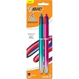 BIC 4 Color Smooth Gradient Retractable Ballpoint Pen, 1.0 mm Medium Point, 2-Count in Assorted Ink
