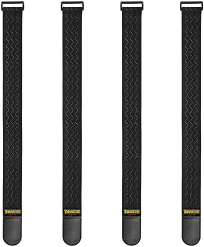 Trilancer Elastic Cinch Straps with Anti-Slip Strips, 24 "x 2" (4 Pack) Multipurpose Hook and Loop Bundling Straps for Hose, Cords, Bike, Luggage, Camping, Yoga Mats