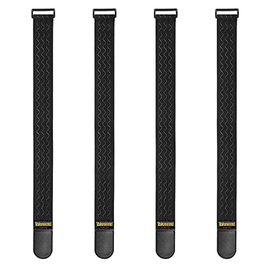 Trilancer Cinghie Elastiche con Chiusura a Strappo e Dettagli Antiscivolo, 61x5cm (4 Pezzi) Cinghie a Strappo Multiuso, Ideali per Cavi, Bici, Bagagli, Attrezzatura da Campeggio e Tappetini da Yoga