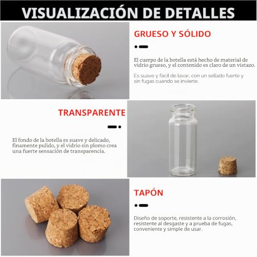 Miniatura 3 de Ditk-U 18 Botellas De Cristal Pequeñas De 40 Ml Con Corcho, Tubo De Ensayo Con Etiqueta Colgante, Como Regalo Para Invitados, Decoración De Boda, Tarros De Especias, Decoración De Navidad